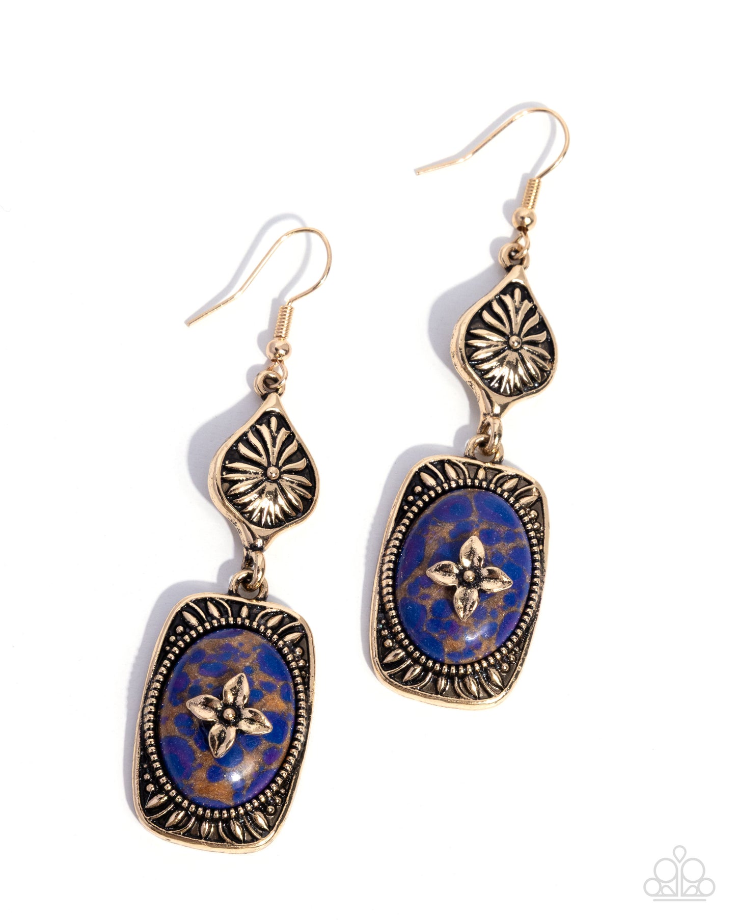 Earthy Expedition - Purple Stone, Gold Earrings - Paparazzi Accessories