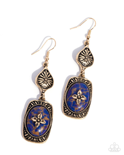 Earthy Expedition - Purple Stone, Gold Earrings - Paparazzi Accessories
