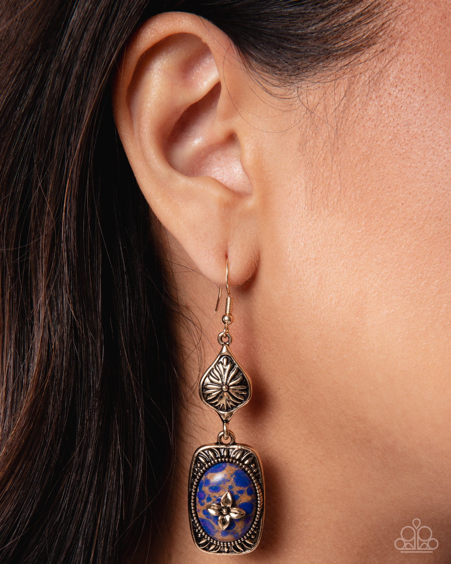 Earthy Expedition - Purple Stone, Gold Earrings - Paparazzi Accessories
