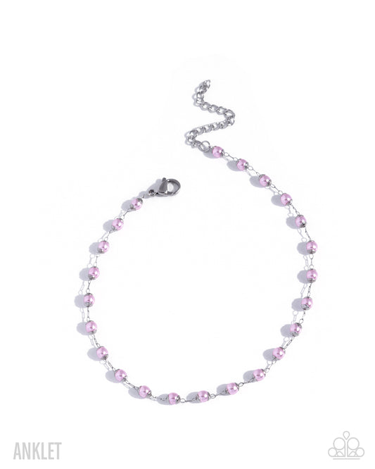 Pampered Potential - Pink Pearl, Stainless Steel Anklet - Paparazzi Accessories