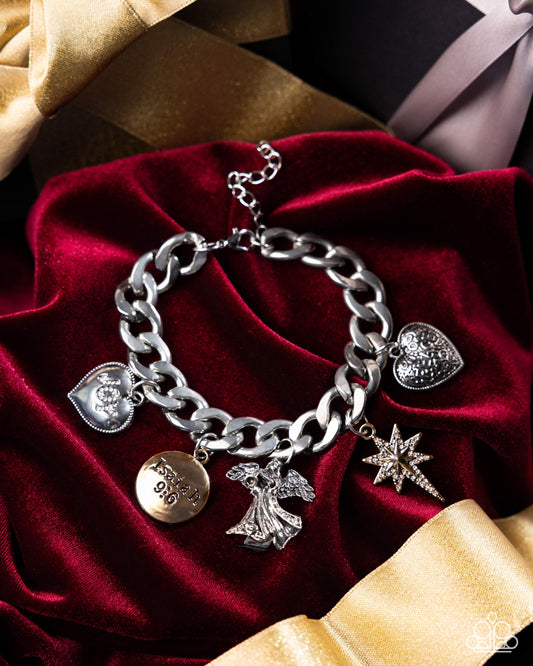 Savior is Born - Multi, Silver & Gold "Isaiah 9:6" Charm Bracelet - Paparazzi Accessories