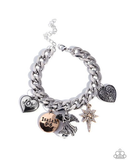 Savior is Born - Multi, Silver & Gold "Isaiah 9:6" Charm Bracelet - Paparazzi Accessories