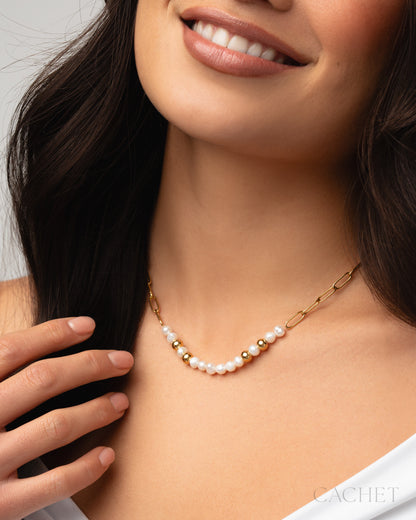 CACHET - "Baroque" - Freshwater Pearls & 18k Gold Plated Necklace