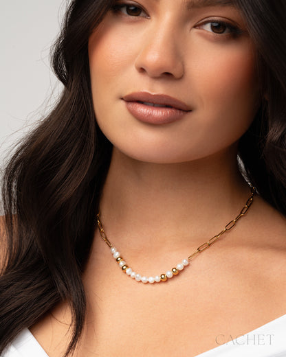 CACHET - "Baroque" - Freshwater Pearls & 18k Gold Plated Necklace