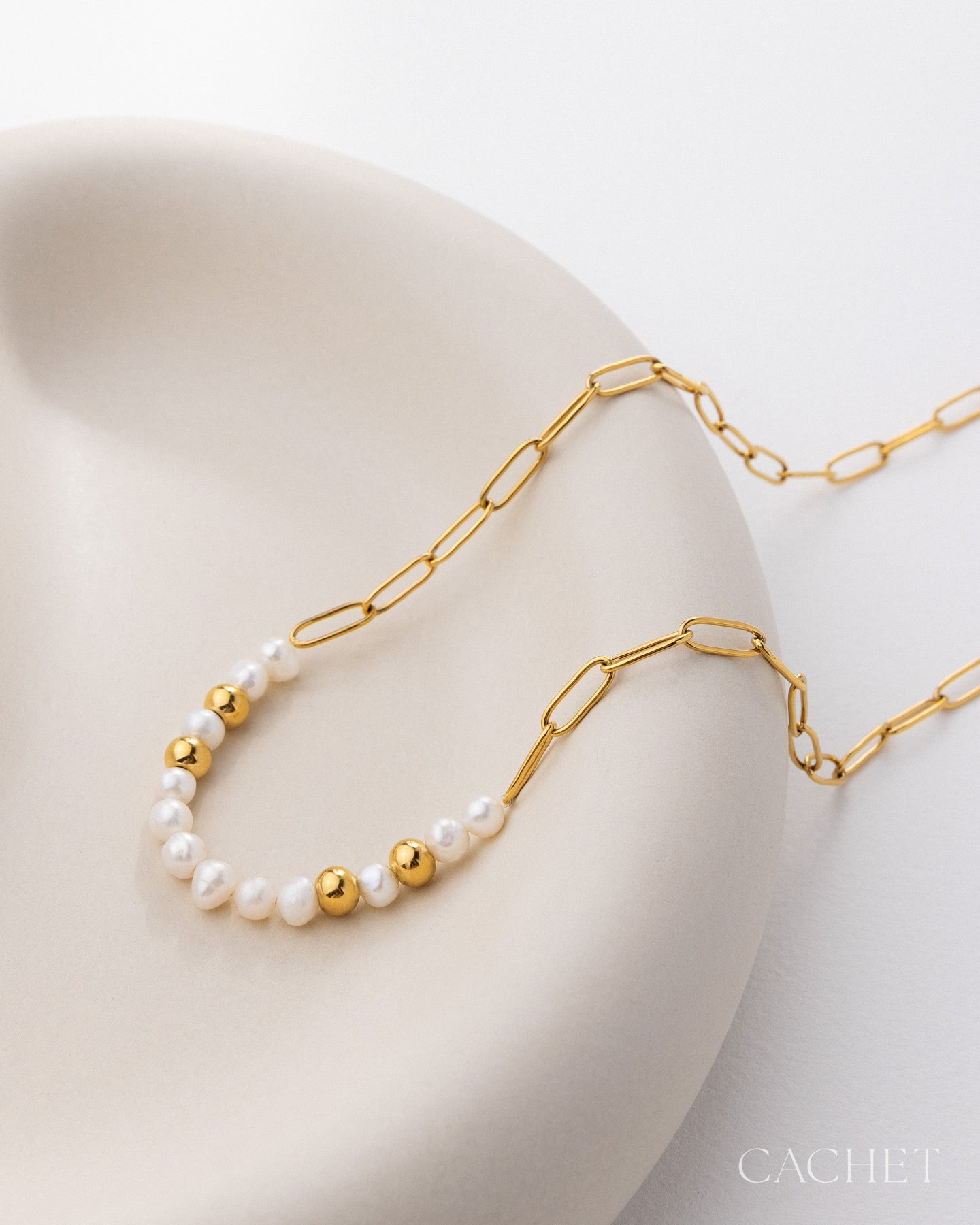 CACHET - "Baroque" - Freshwater Pearls & 18k Gold Plated Necklace