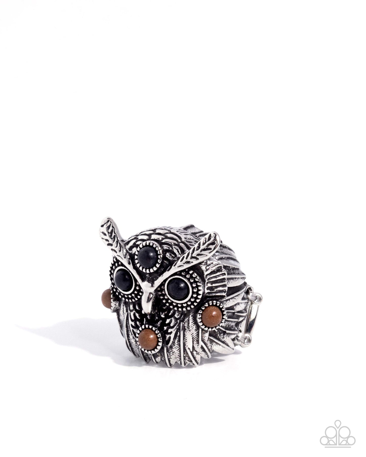 Owl Obligato - Brown and Silver Owl Ring - Paparazzi Accessories