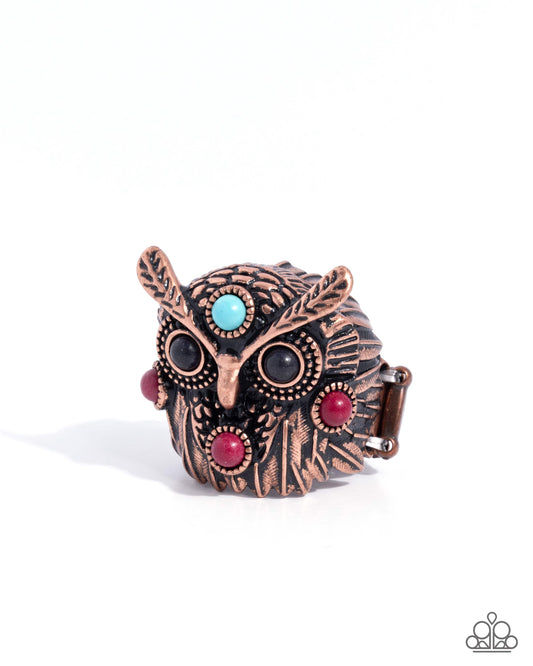 Owl Obligato - Copper Ring - Paparazzi Accessories