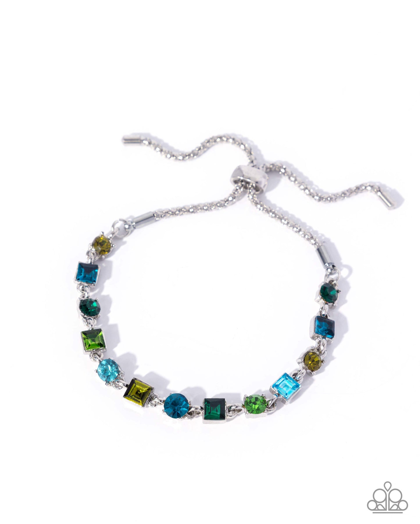 Checking For Chic - Green Rhinestone Slide Bracelet - Paparazzi Accessories