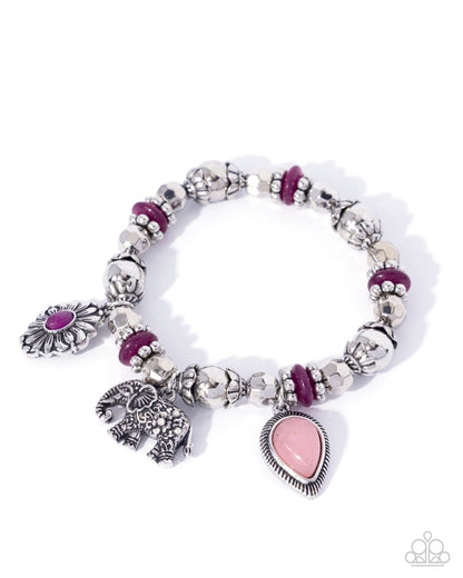 Eager Elephant - Purple Charm Bracelet - Paparazzi Accessories