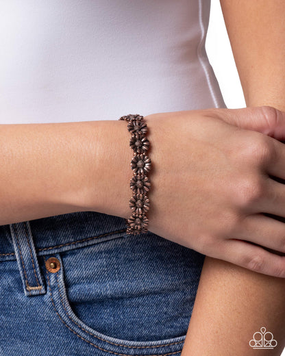 Bouquet Bombshell - Copper Daisies Stretchy Bracelet - Paparazzi Accessories
