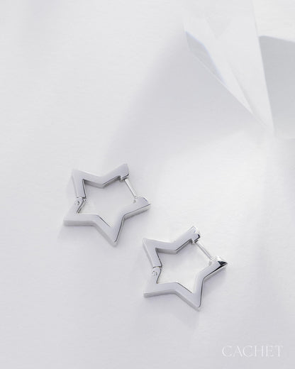 Theatral - Rhodium Star Hing Hoops