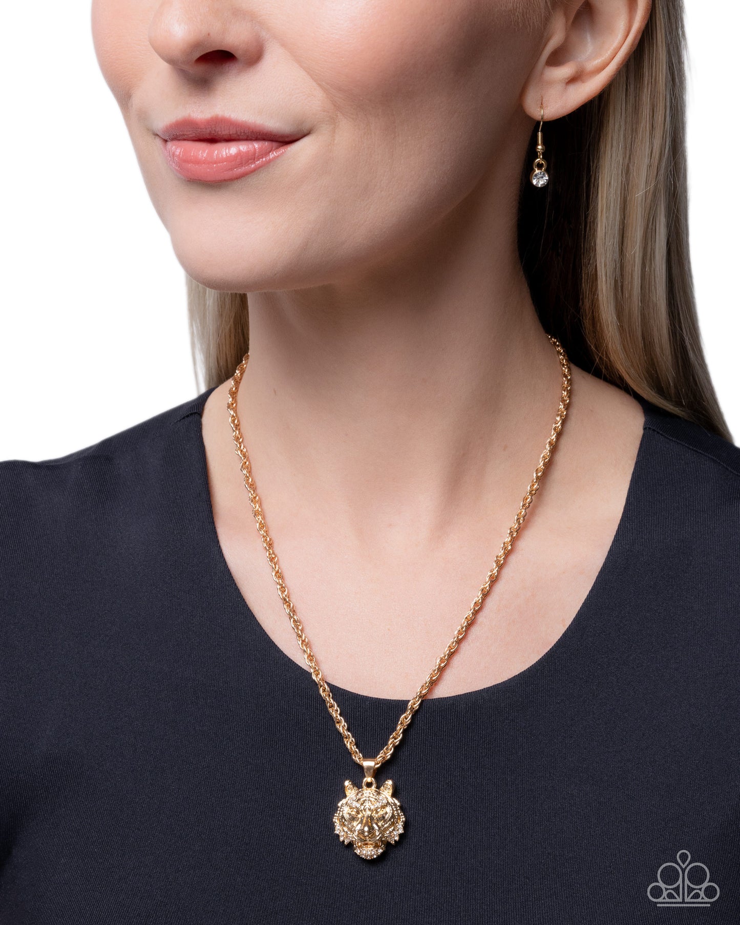 Polished Prowl - Gold Tiger Pendant Necklace - Paparazzi Accessories