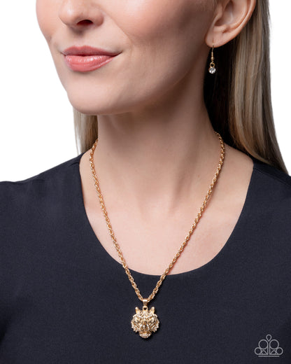 Polished Prowl - Gold Tiger Pendant Necklace - Paparazzi Accessories