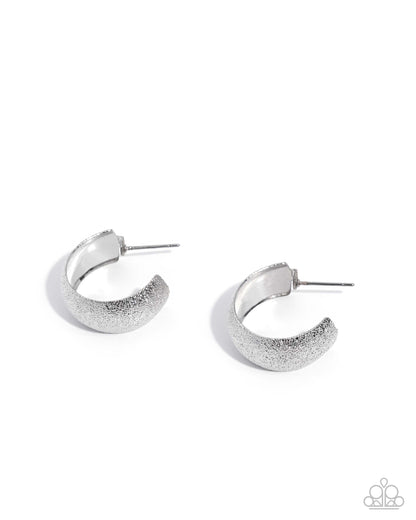 Gleaming Gauge - Silver Hoop Earrings - Paparazzi Accessories