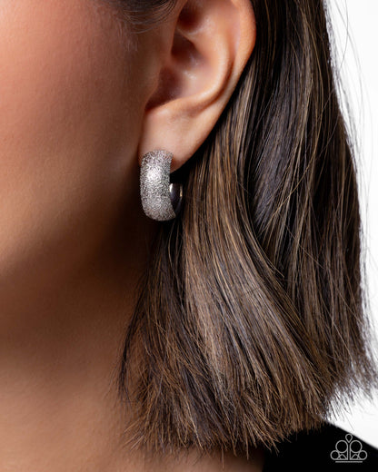 Gleaming Gauge - Silver Hoop Earrings - Paparazzi Accessories