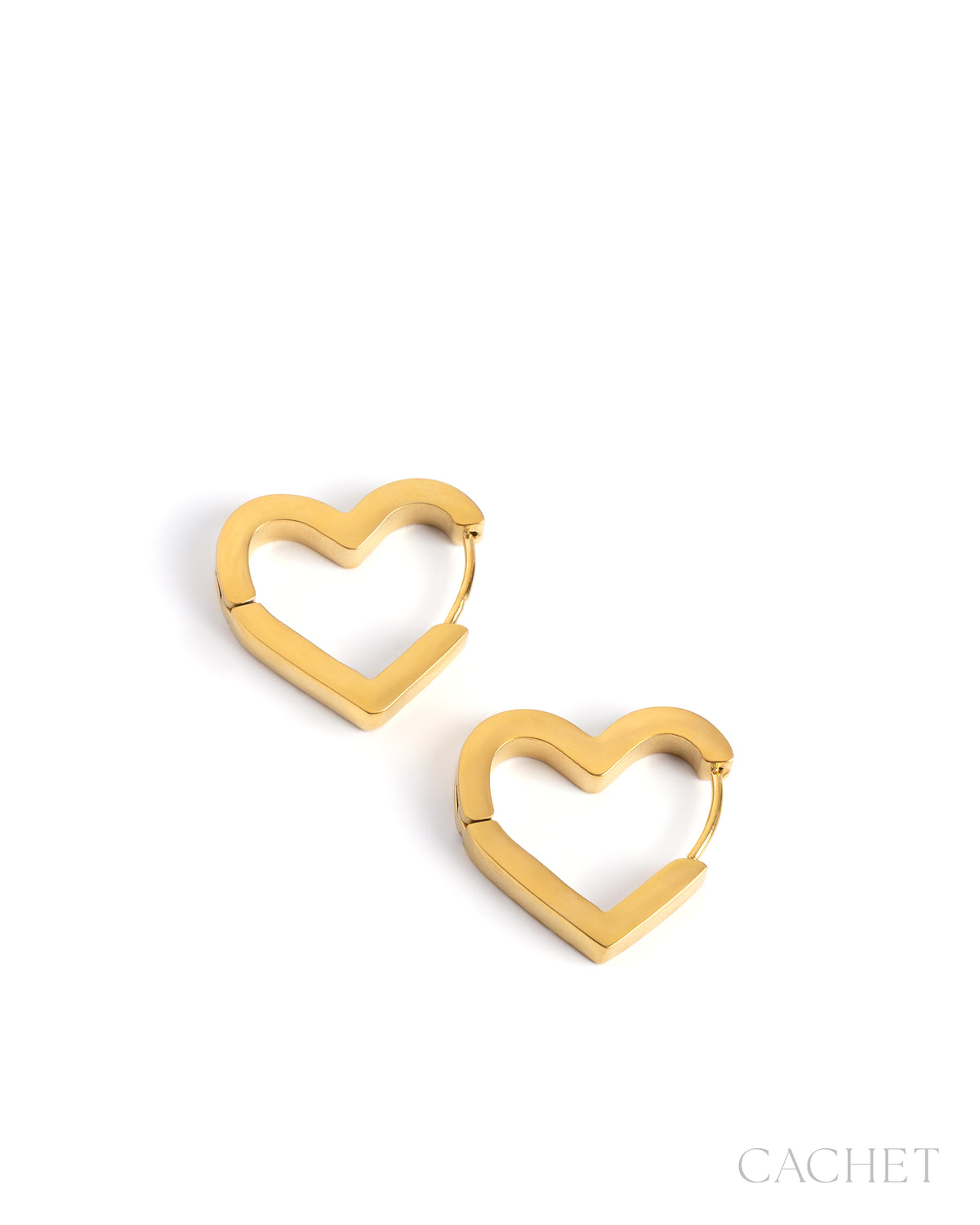 Sincre - 18K Gold Heart Hing Hoop Cachet Earrings - Paparazzi Accessories