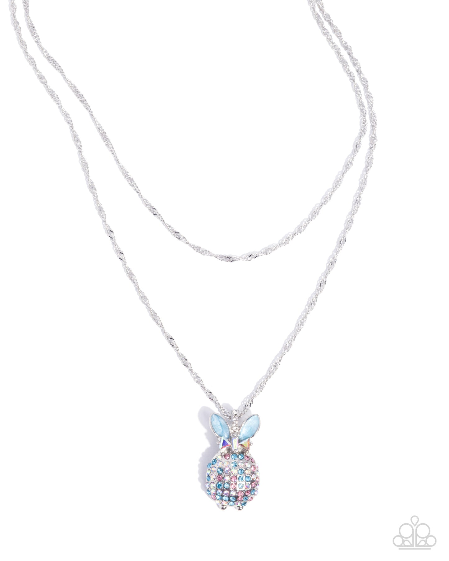 Embraceable Easter - Blue Rhinestone, Silver Necklace - Paparazzi Accessories