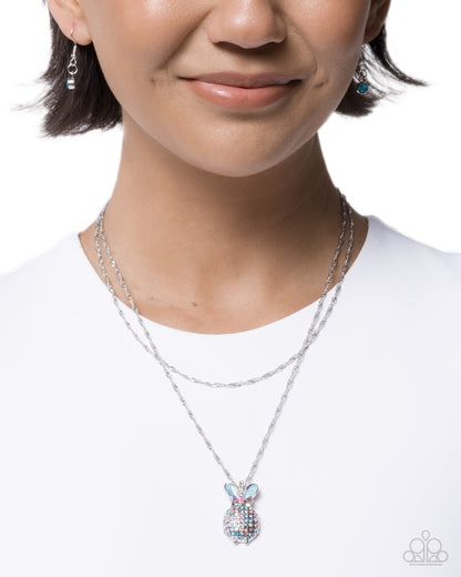 Embraceable Easter - Blue Rhinestone, Silver Necklace - Paparazzi Accessories