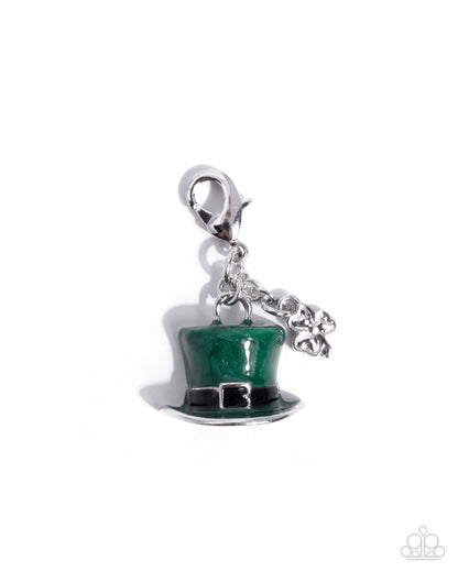 Shamrock Season - Green Top Hat, Rhodium Charm - Paparazzi Accessories