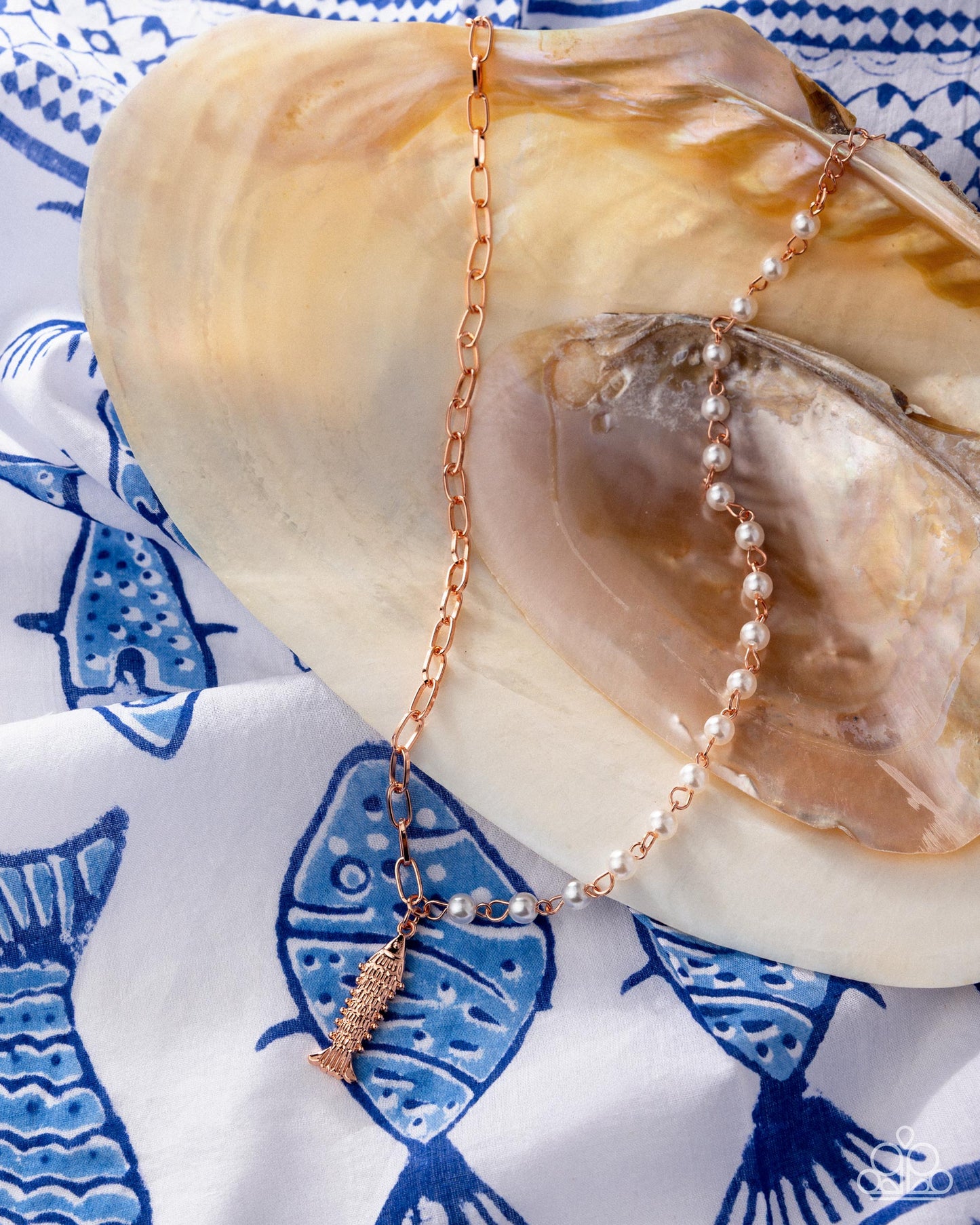 Coastal Corporate - Copper and Pearl, Fish Pendant Necklace - Paparazzi Accessories
