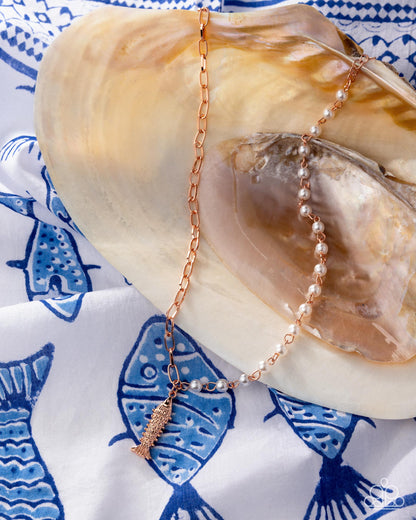Coastal Corporate - Copper and Pearl, Fish Pendant Necklace - Paparazzi Accessories
