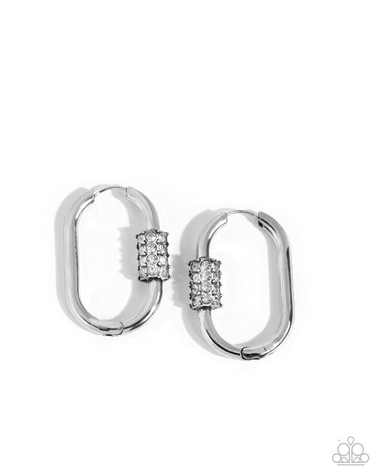 Honest Hardware - Silver Hinge Hoop Earrings - Paparazzi Accessories