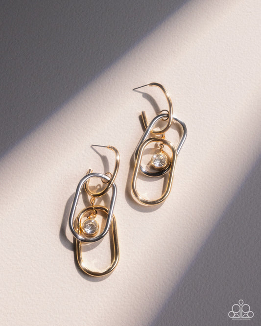 Luminescent Legato - Multi Gold and Silver Earrings - Paparazzi Accessories