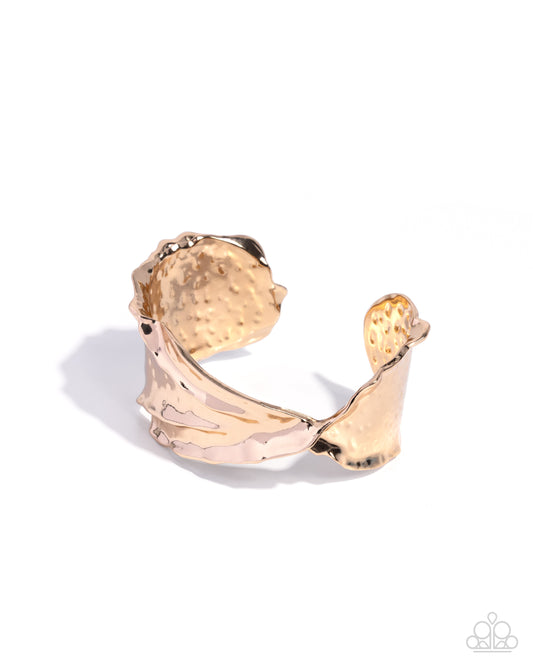 Twisted Trip - Gold Cuff Bracelet - Paparazzi Accessories