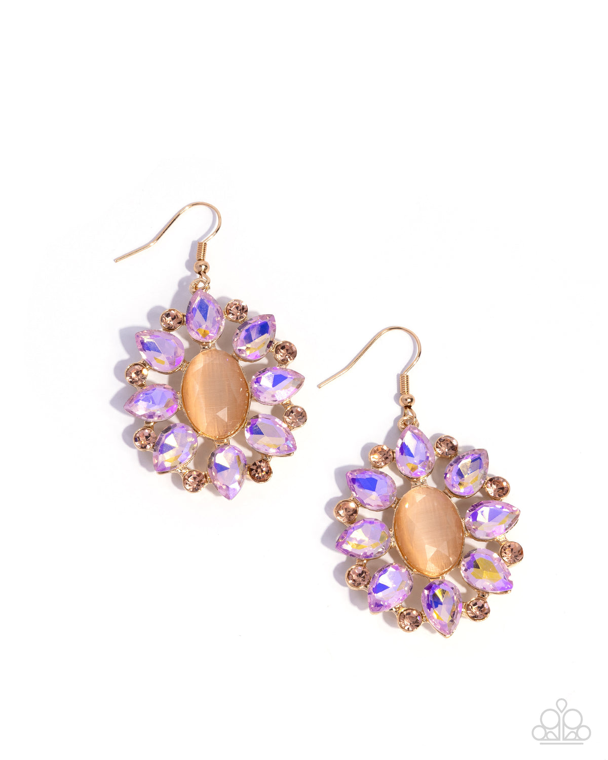 Impressive Array - Gold Flower, UV Shimmer Earrings - Paparazzi Accessories