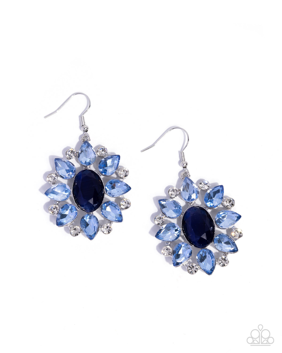 Impressive Array - Blue Rhinestone Flower Earrings - Paparazzi Accessories