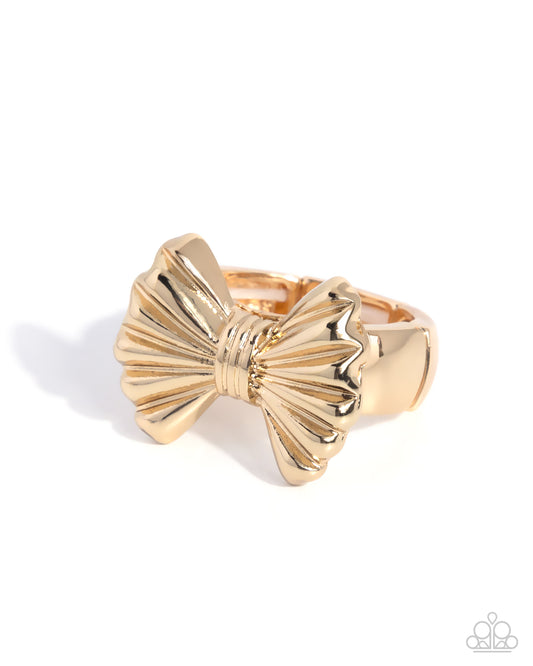 Dapper Decadence - Gold Bow Ring - Paparazzi Accessories