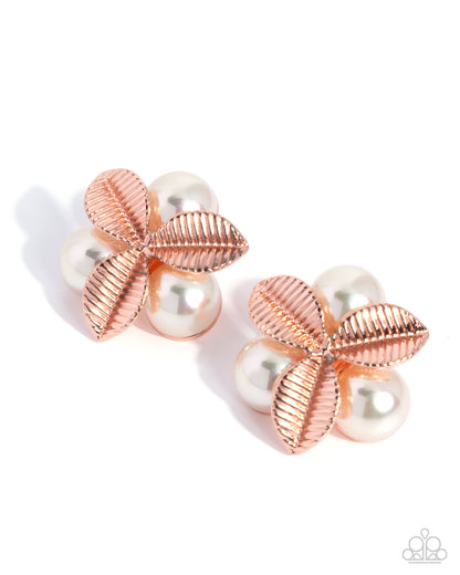 Pearly Publicity - Copper and Pearl Earrings - Paparazzi Accessories