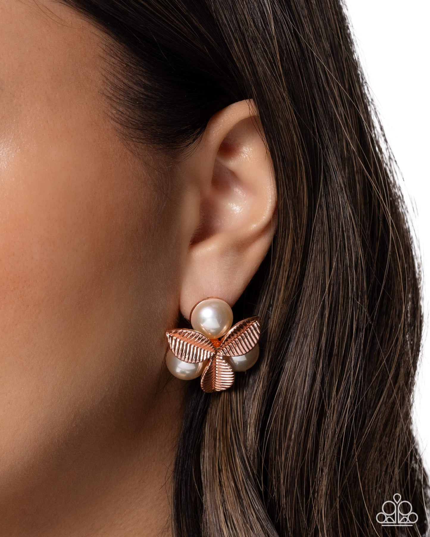 Pearly Publicity - Copper and Pearl Earrings - Paparazzi Accessories