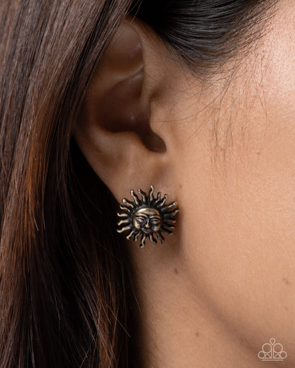 Sensational Sunrise - Brass Post Earrings - Paparazzi Accessories