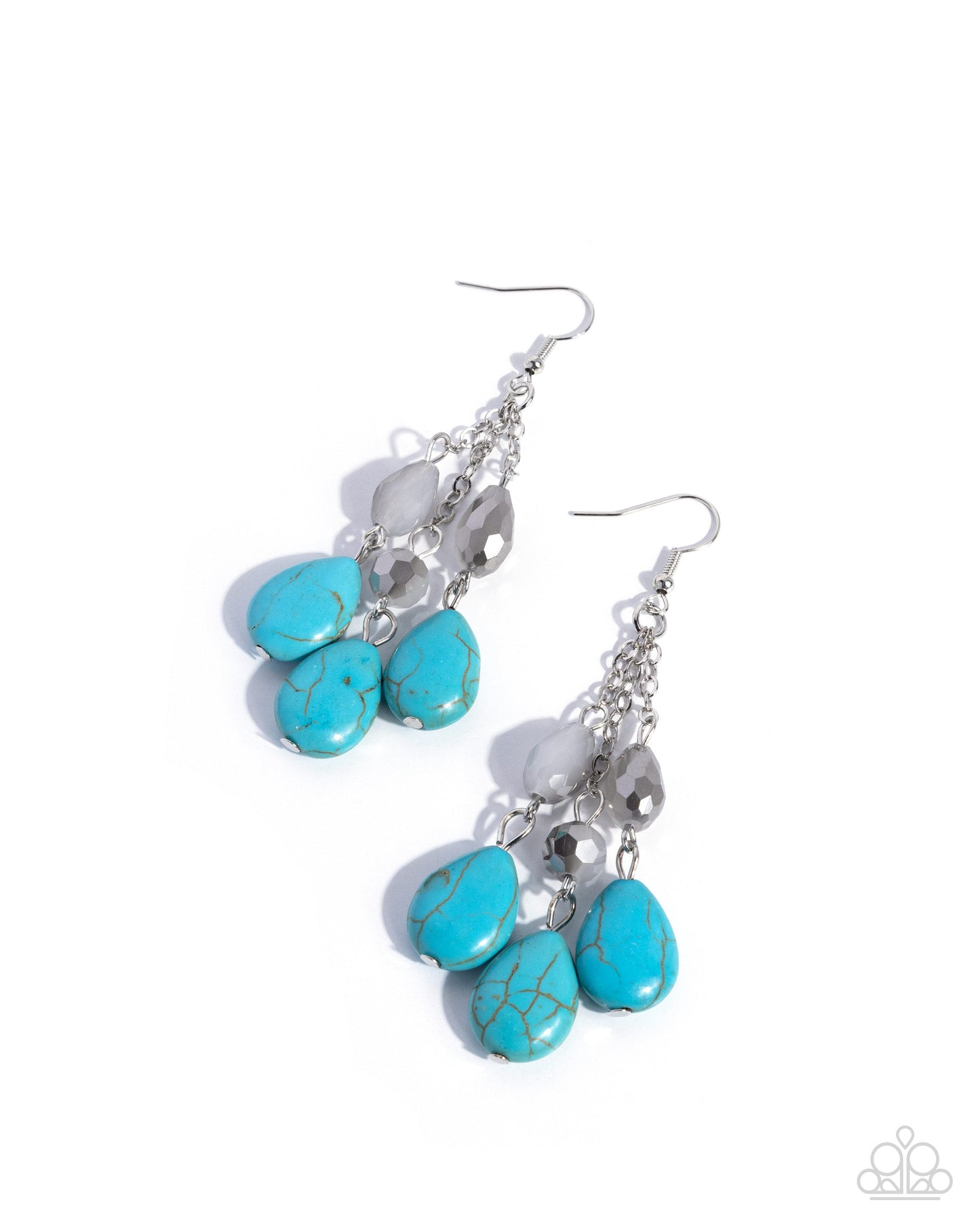Sweet Stones - Blue Turquoise & Silver Earrings - Paparazzi Accessories