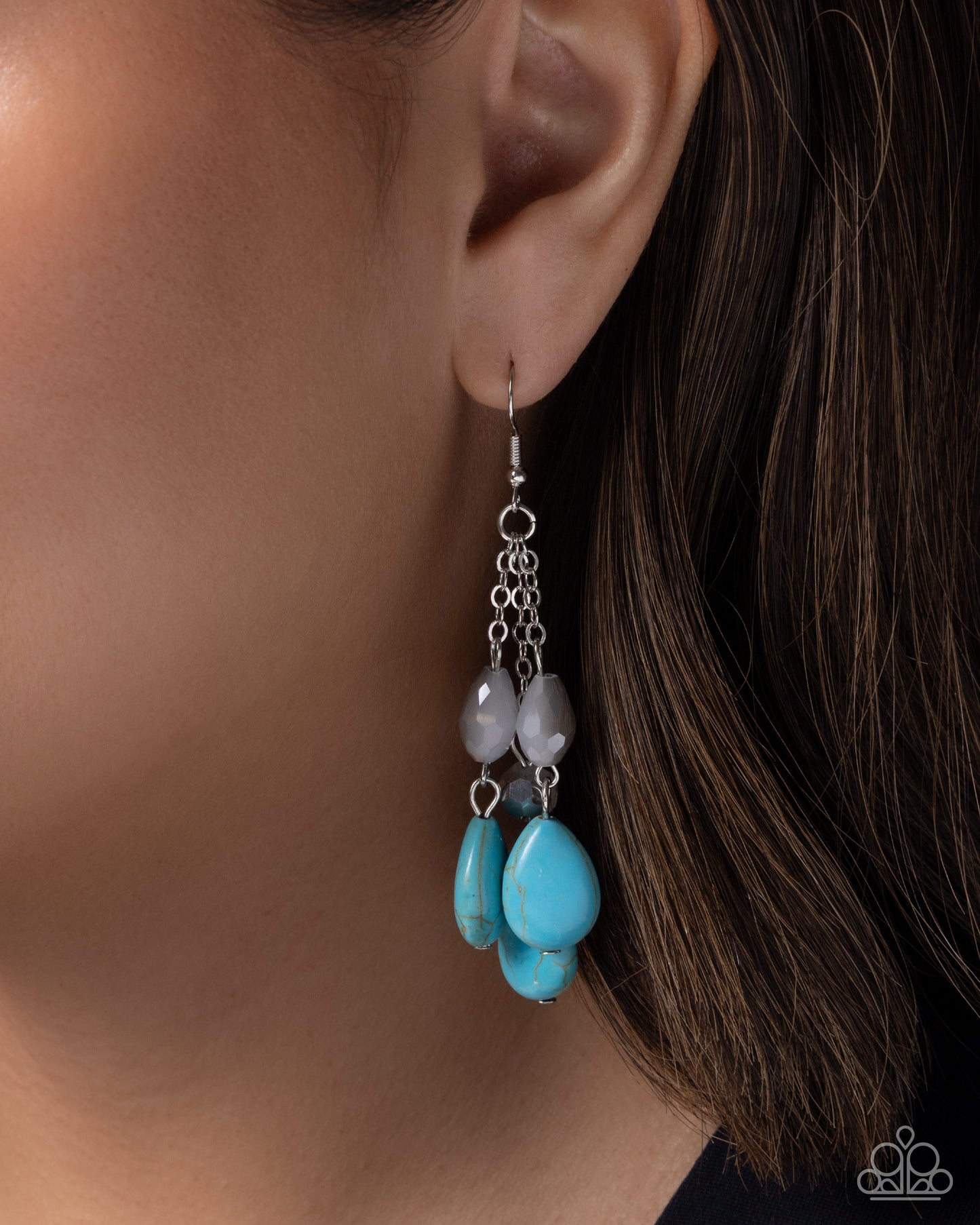 Sweet Stones - Blue Turquoise & Silver Earrings - Paparazzi Accessories