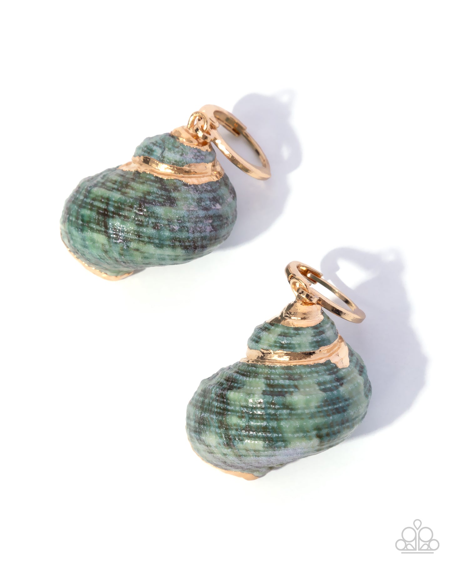 Seashell Spotlight - Green Shell, Gold Hoop Earrings - Paparazzi Accessories