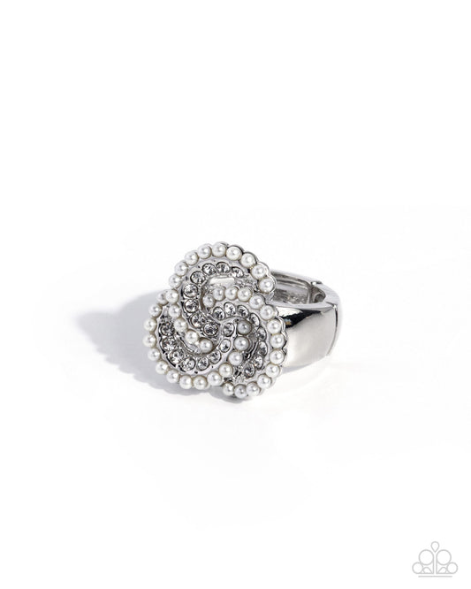 Pearl Punch - White Pearl, Silver Ring - Paparazzi Accessories