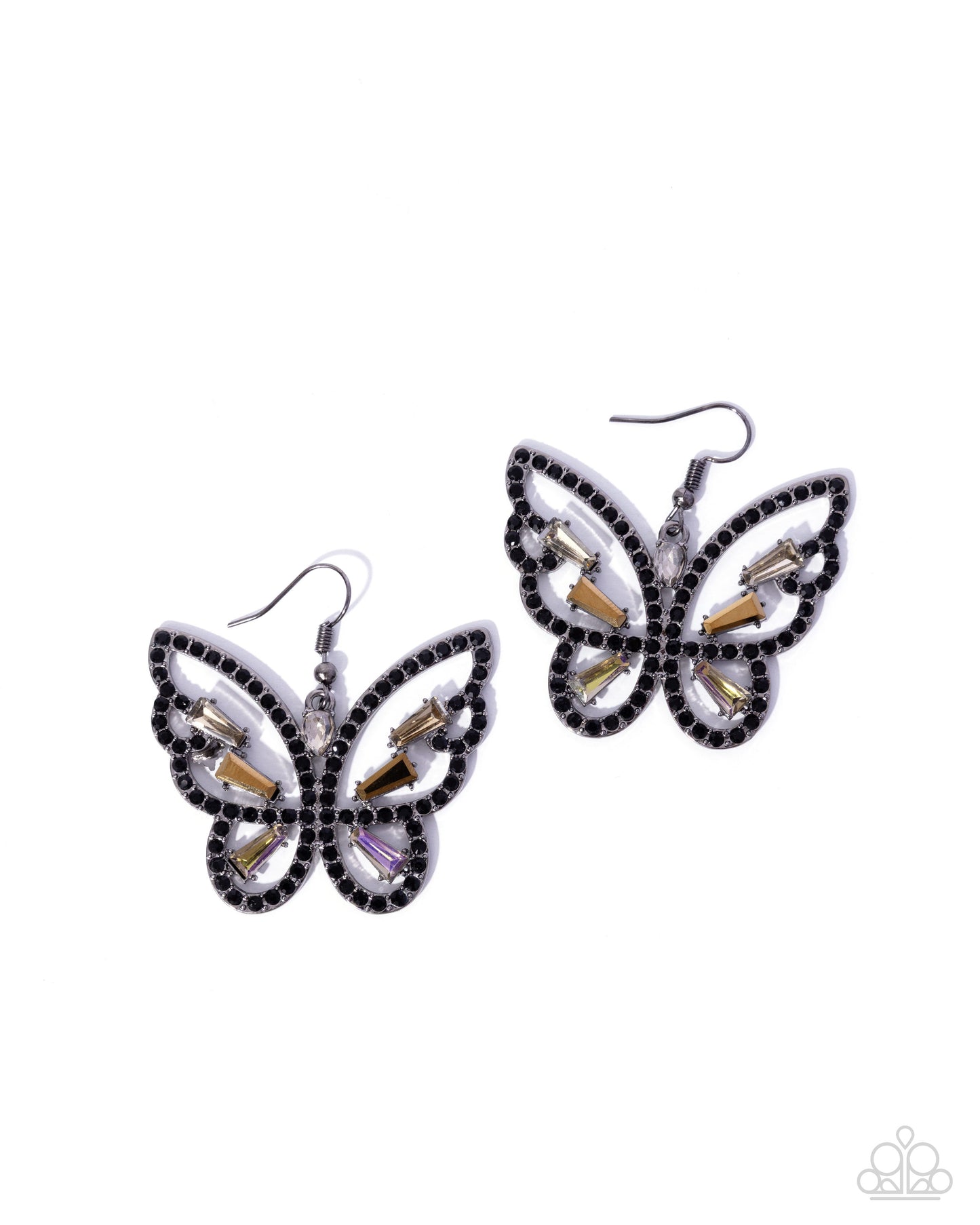Fair Flutter - Black Butterfly Earrings - Paparazzi Accessories