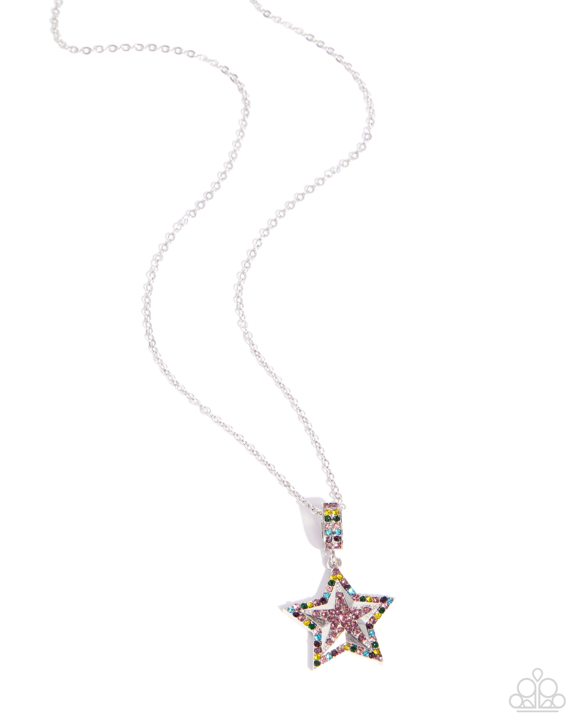Surreal Star - Purple, Multicolored Rhineston, Silver Star Necklace - Paparazzi Accessories