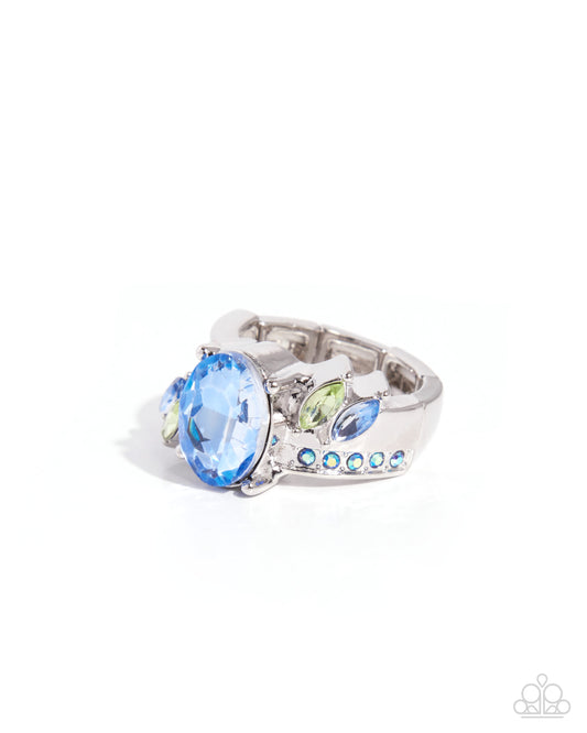 Twinkly Together - Blue Rhinestone Ring - Paparazzi Accessories