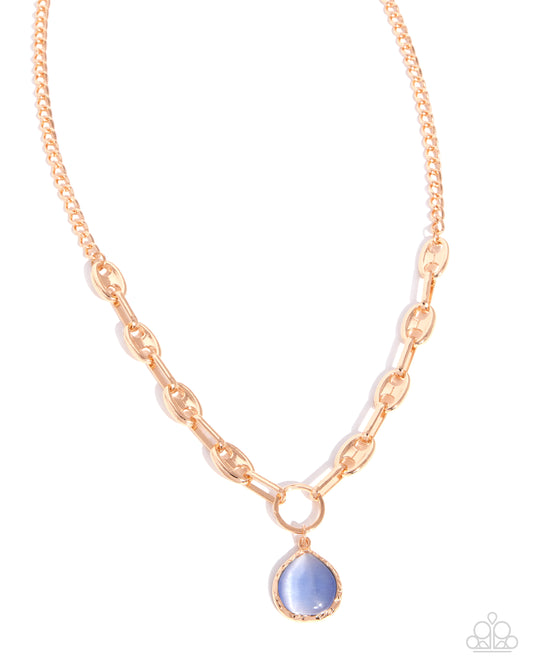 Traditional Tale - Blue Stone, Gold Necklace - Paparazzi Accessories