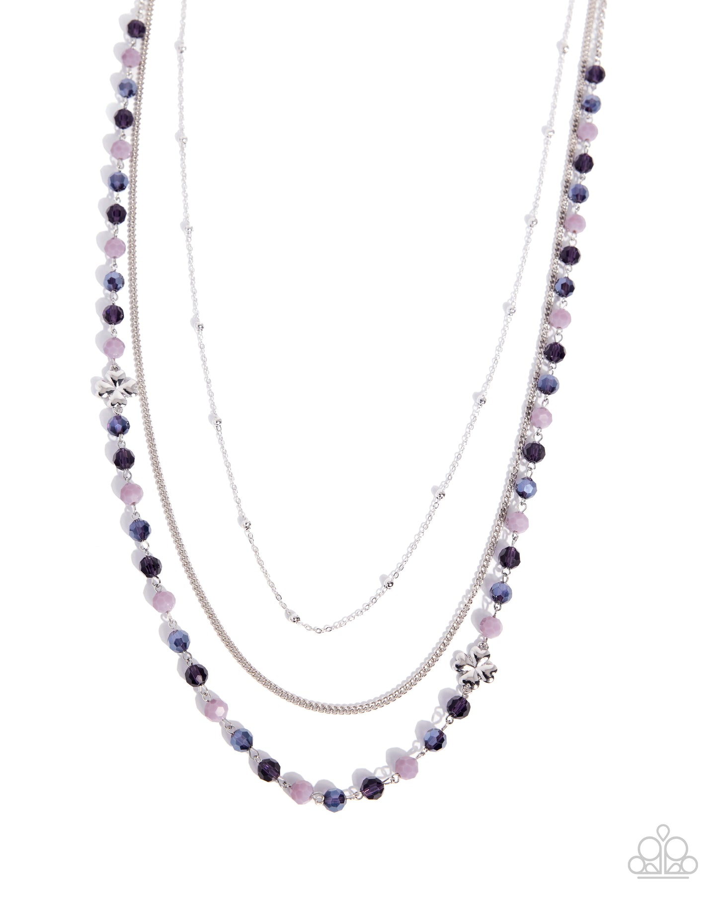 Clover Command - Purple Beaded, Silver Necklace - Paparazzi Accessories