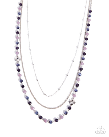 Clover Command - Purple Beaded, Silver Necklace - Paparazzi Accessories