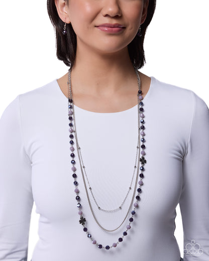 Clover Command - Purple Beaded, Silver Necklace - Paparazzi Accessories