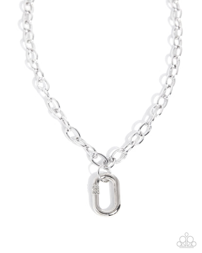 Dominant Dazzle - Silver Chain, White Rhinestone Necklace - Paparazzi Accessories