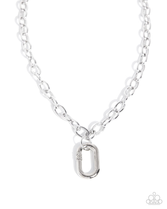 Dominant Dazzle - Silver Chain, White Rhinestone Necklace - Paparazzi Accessories