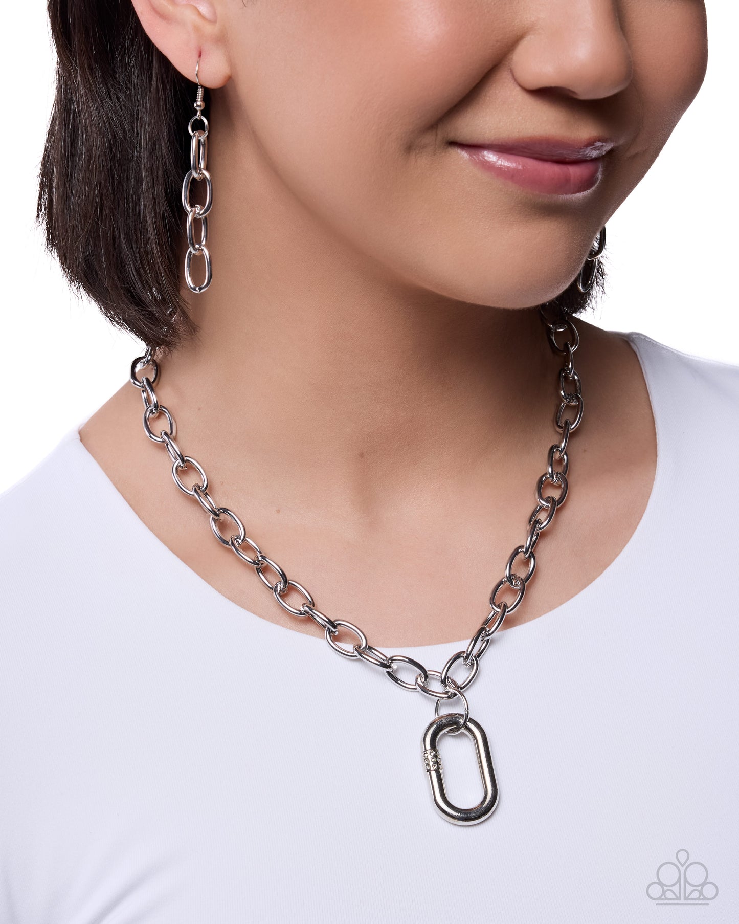 Dominant Dazzle - Silver Chain, White Rhinestone Necklace - Paparazzi Accessories