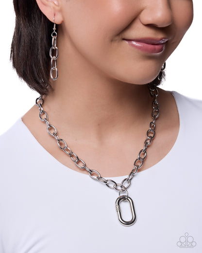 Dominant Dazzle - Silver Chain, White Rhinestone Necklace - Paparazzi Accessories