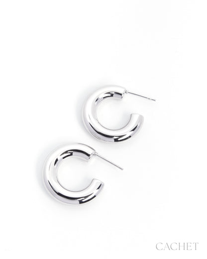 Pacifique - Rhodium Hoop Cachet Earrings - Paparazzi Accessories